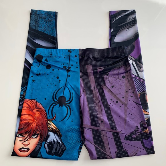 Marvel Avengers Comics Hawkeye Black Widow Leggings Size S - Picture 3 of 12